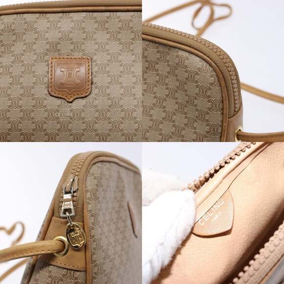 CELINE Macadam Canvas Shoulder Bag Pvc Beige Gold - Picture 11 of 12